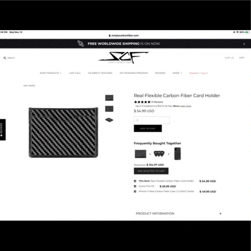 SCF Real Flexible Carbon Fiber Card Holder